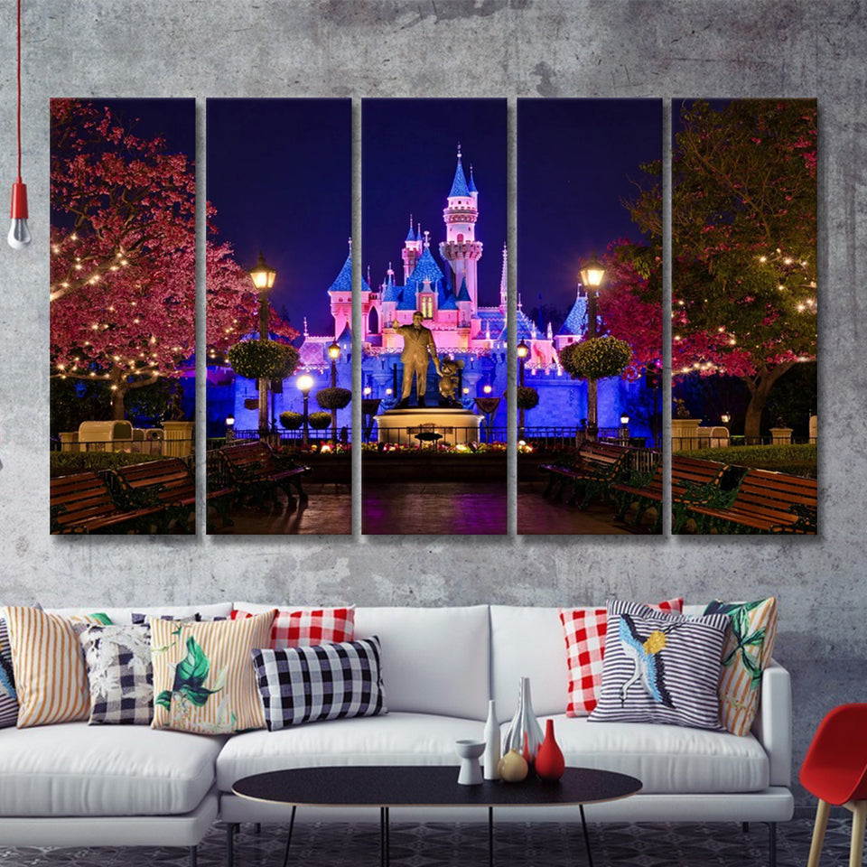 Cinderella Castle Canvas Disney Caste Canvas Art 5 Piece Canvas Prints Wall Art - Painting Prints, Wall Decor,Multi Panels