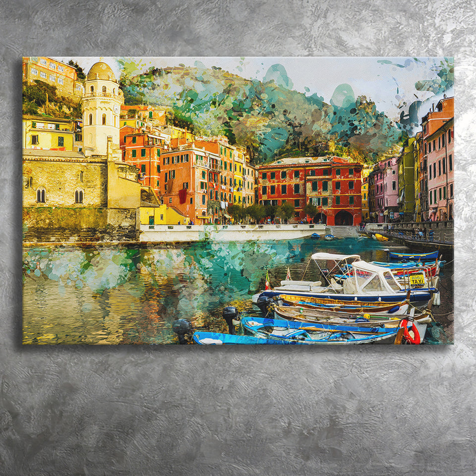 View of Cinque Terre Italy - Canvas Art Painting – Canvas Art Plus