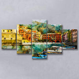 Cinque Terre, Abstract Cinque Terre Painting, Italian, Multi Panels, 5 Pieces, Canvas Prints Wall Art Home Decor