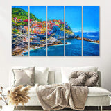 Cinque Terre Cool 5 Piece B Canvas Prints Wall Art Decor - Painting Canvas, Multi Panels