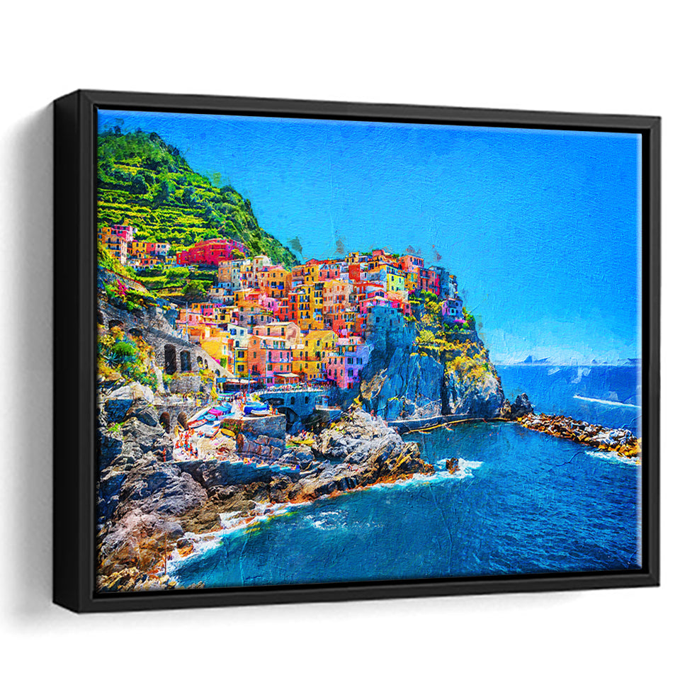 Cinque Terre Cool Framed Canvas Prints Wall Art Decor - Paiting Canvas, Art Prints, Floating Frame