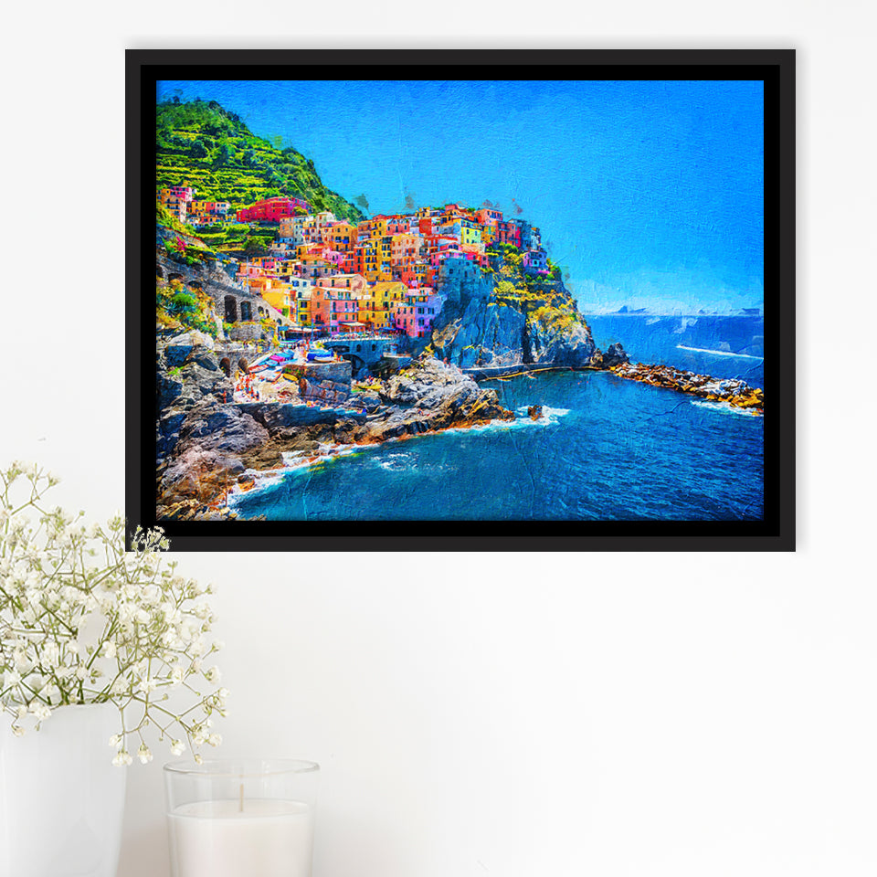 Cinque Terre Cool Framed Canvas Prints Wall Art Decor - Paiting Canvas, Art Prints, Floating Frame