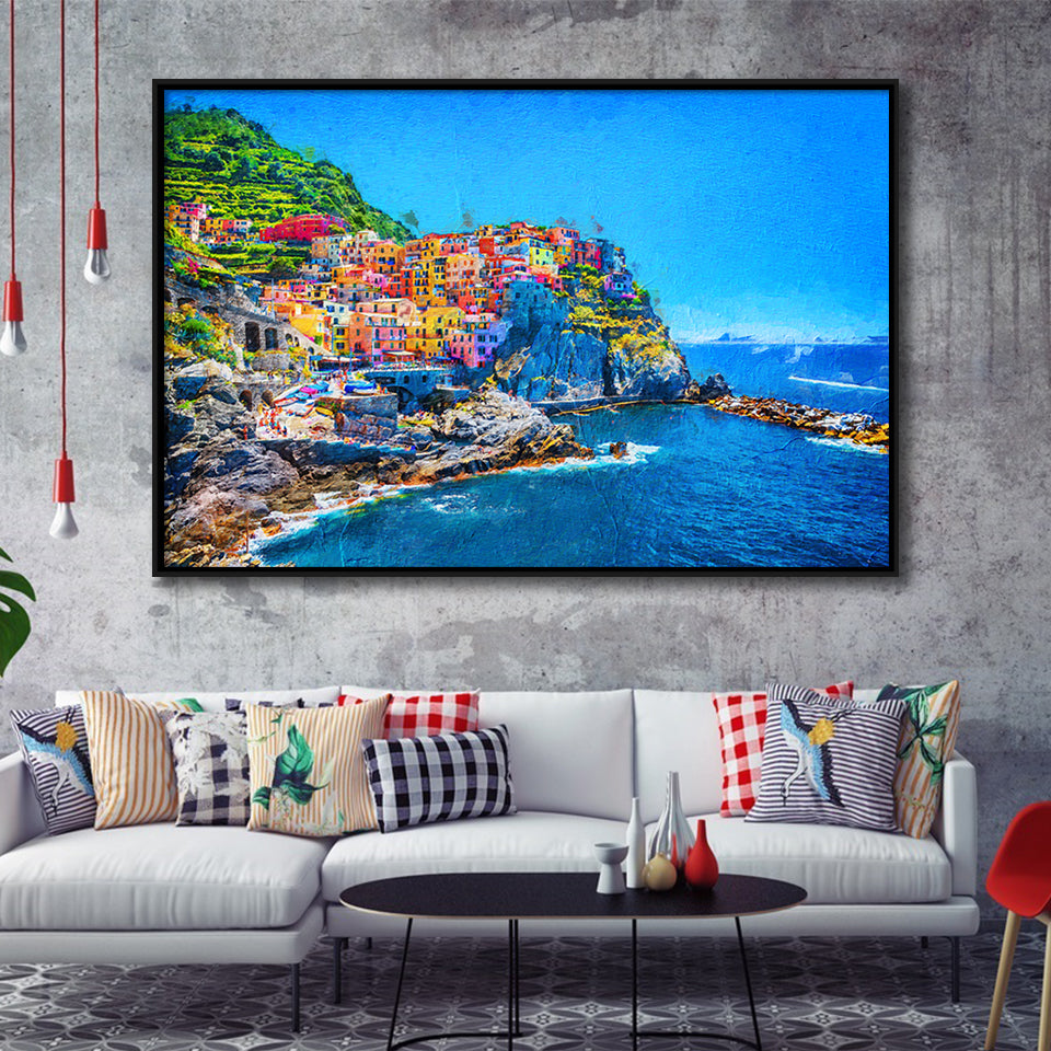 Cinque Terre Cool Framed Canvas Prints Wall Art Decor - Paiting Canvas, Art Prints, Floating Frame