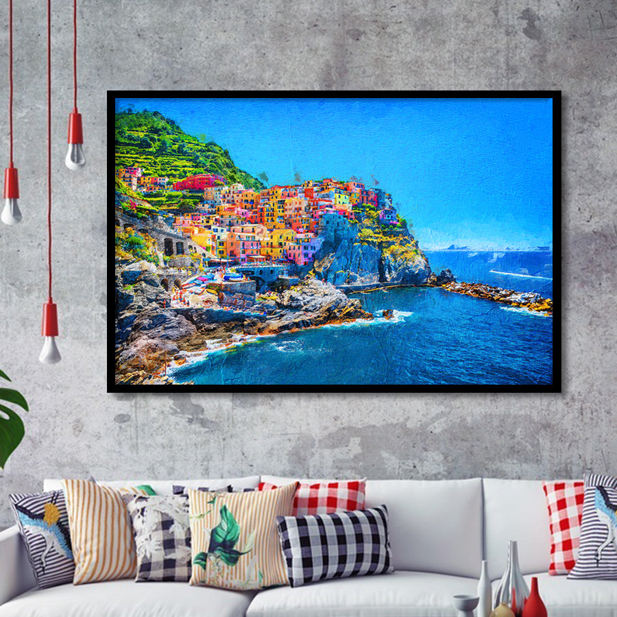 Cinque Terre Cool Framed Art Prints Wall Decor - Painting Prints, Framed Picture, Home Decor