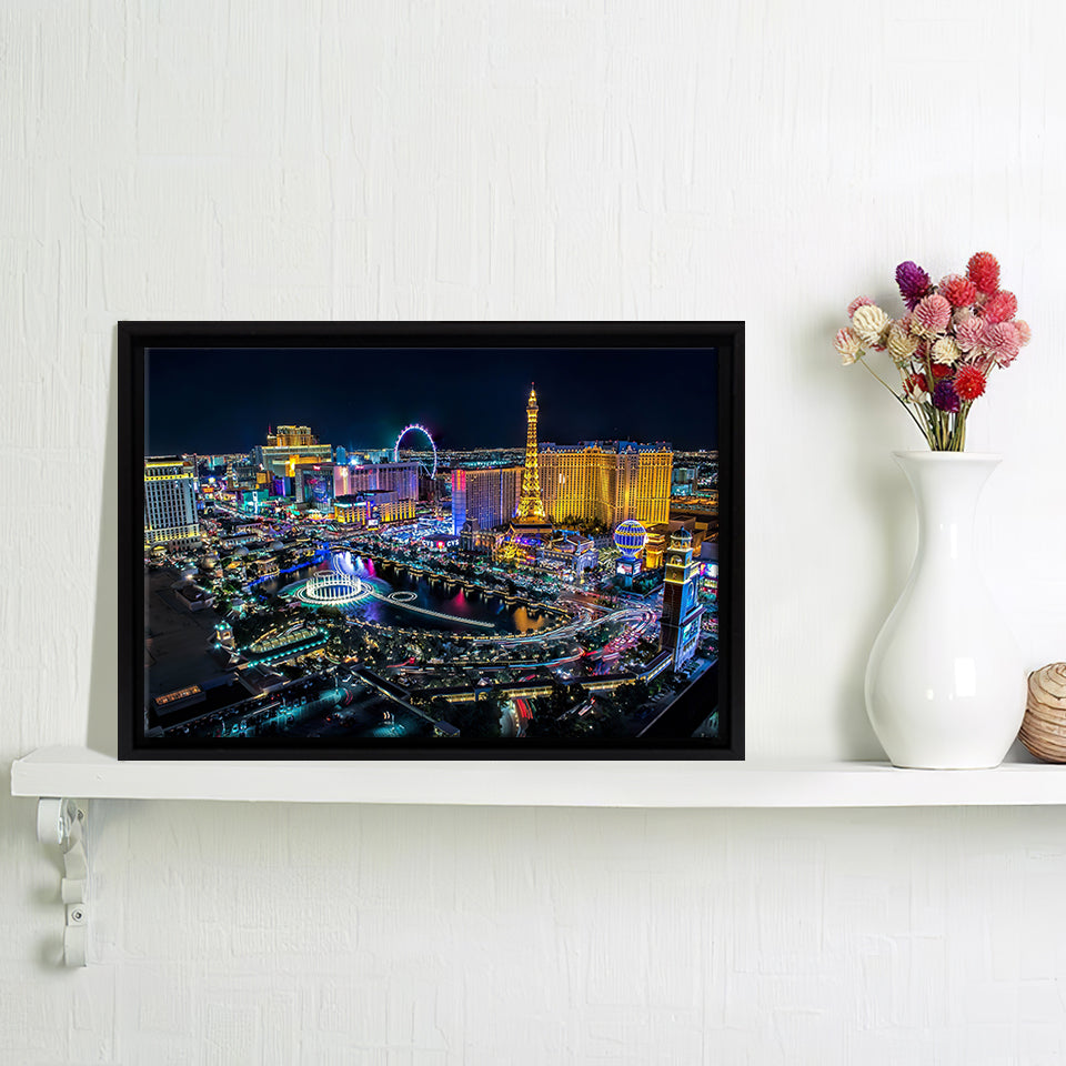 Ciry Las Vegas Framed Canvas Wall Art - Framed Prints, Prints for Sale, Canvas Painting