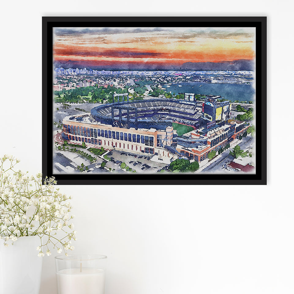 Citi Field Mets Stadium Watercolor, Sport Art Prints Fan Gift, Framed Canvas Prints Wall Art Decor
