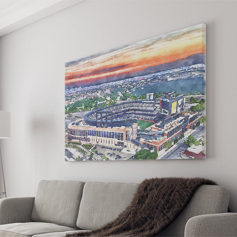 Citi Field Mets Stadium Watercolor, Sport Art Prints Fan Gift, Canvas Prints Wall Art Decor