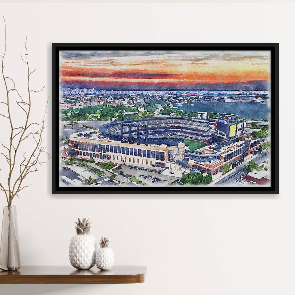 Citi Field Mets Stadium Watercolor, Sport Art Prints Fan Gift, Framed Canvas Prints Wall Art Decor