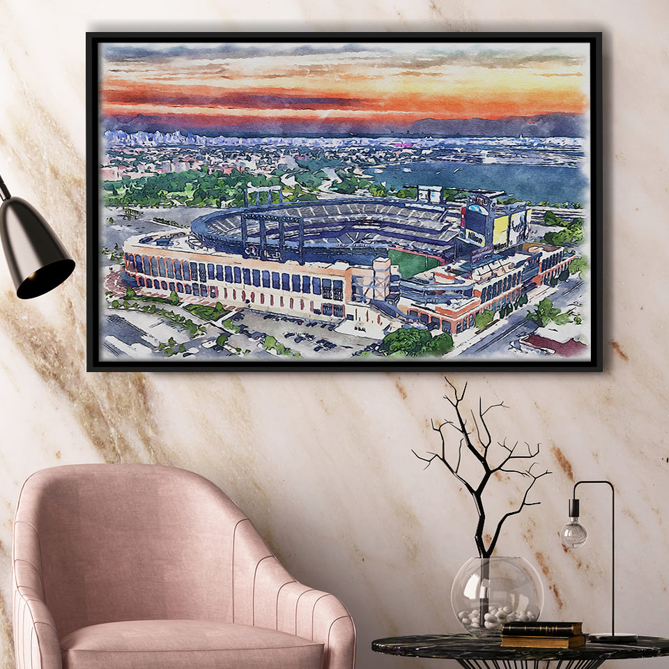 Citi Field Mets Stadium Watercolor, Sport Art Prints Fan Gift, Framed Canvas Prints Wall Art Decor