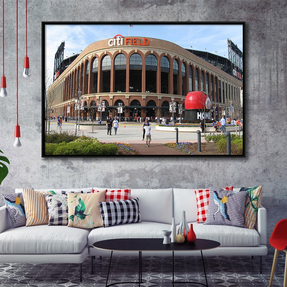 Citi Field Stadium Framed Canvas Prints Stadium New York Mets Wall Art,Sport Stadium Art Prints, Fan Gift