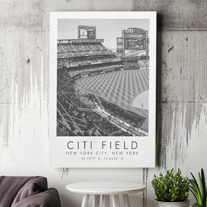 Citi Field New York Mets Print Baseball Lovers Black And White Art Canvas Prints Wall Art Home Decor