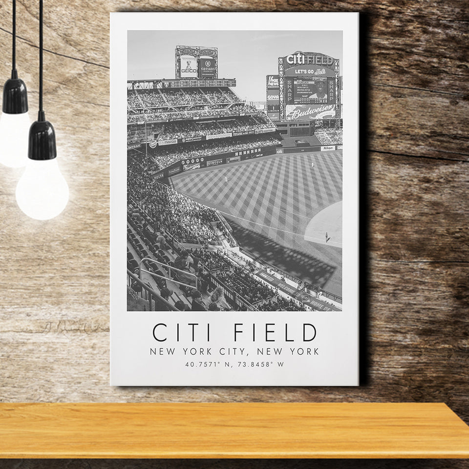 Citi Field New York Mets Print Baseball Lovers Black And White Art Canvas Prints Wall Art Home Decor