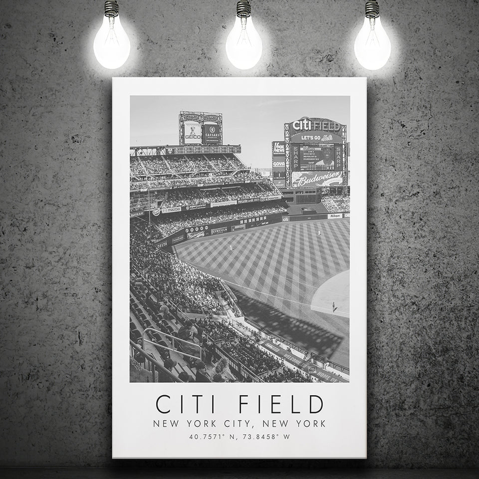 Citi Field New York Mets Print Baseball Lovers Black And White Art Canvas Prints Wall Art Home Decor
