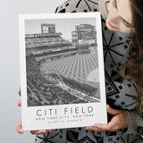Citi Field New York Mets Print Baseball Lovers Black And White Art Canvas Prints Wall Art Home Decor