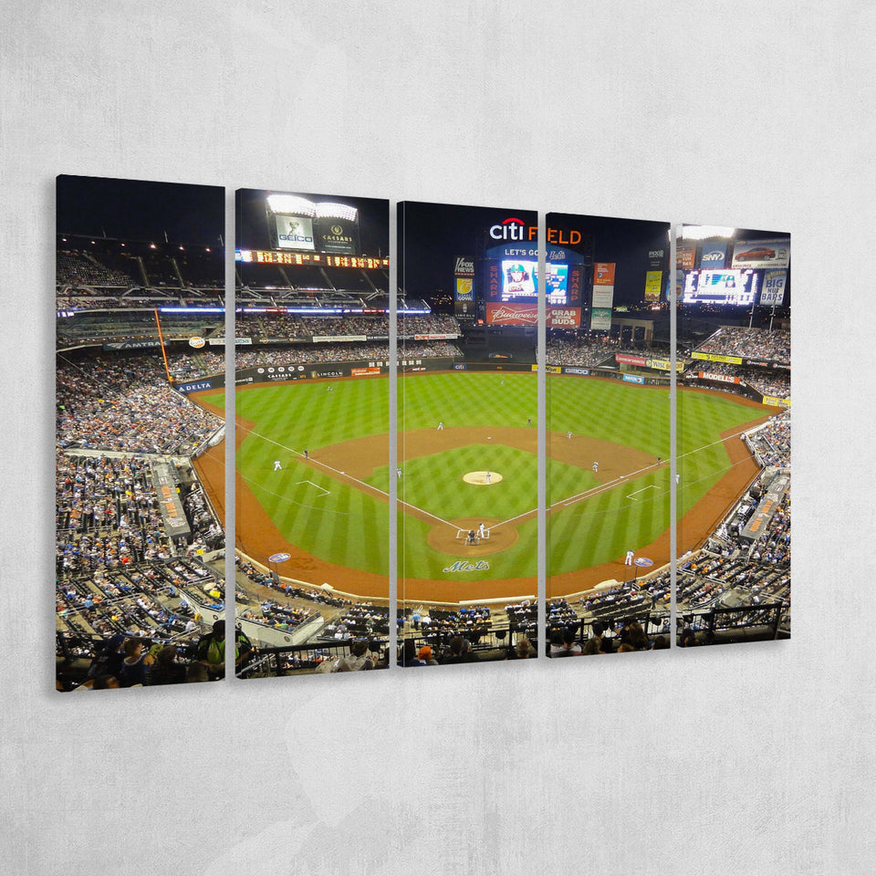 Citi Field Stadium Canvas Prints New York Mets Wall Art,Multi Panels B,Sport Stadium Art Prints, Fan Gift