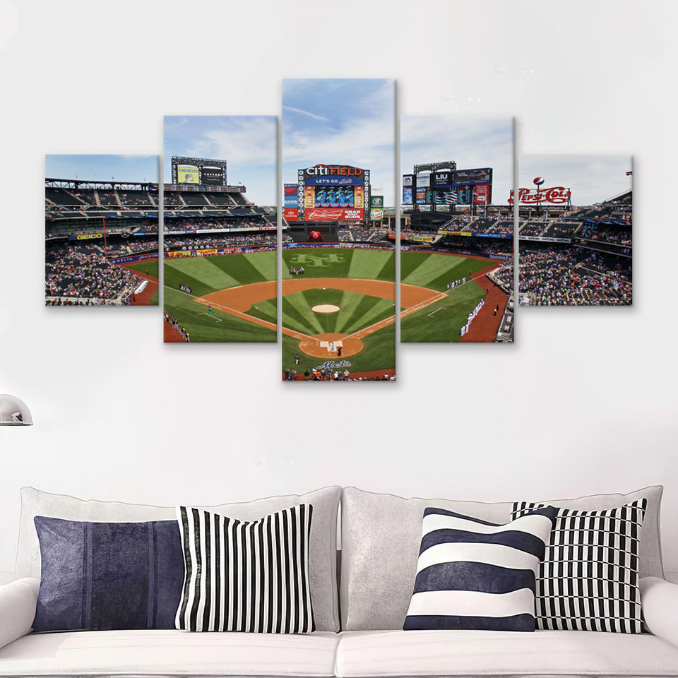 Citi Field Stadium 5 Pieces Canvas Prints Wall Art - Painting Canvas, Multi Panel, Wall Decor, Canvas Art