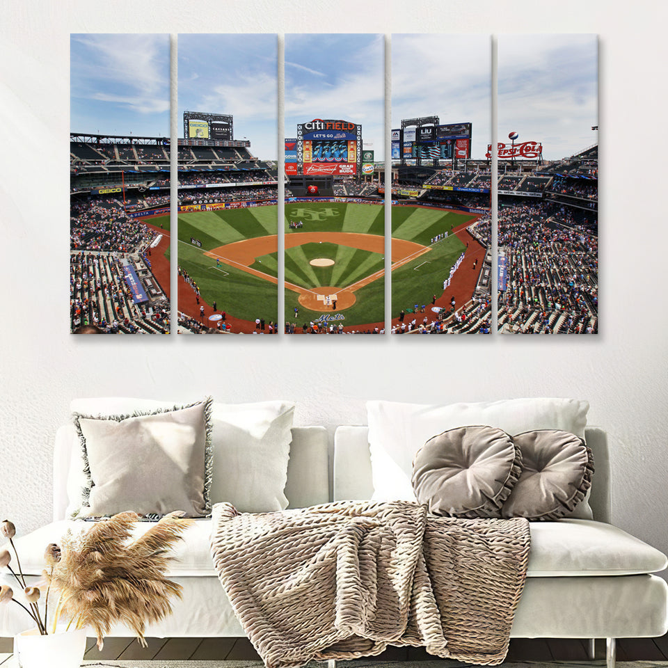 Citi Field Stadium 5 Pieces B Canvas Prints Wall Art - Painting Canvas, Multi Panel, Wall Decor, Canvas Art