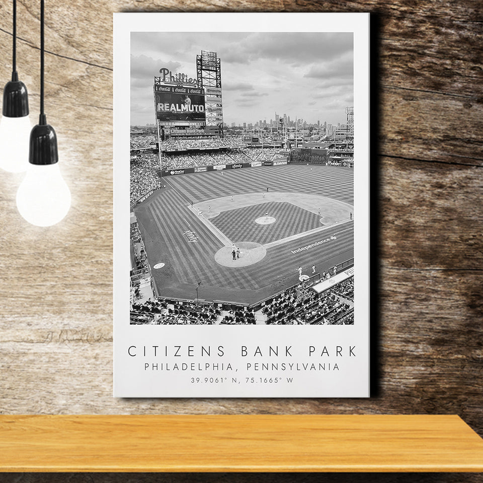 Citizens Bank Park Philadelphia Phillies Baseball Lovers Black And White Art Canvas Prints Wall Art Home Decor