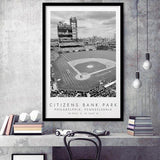 Citizens Bank Park Philadelphia Phillies Baseball Lovers Black And White Art Framed Art Prints Wall Art Decor, Framed Picture