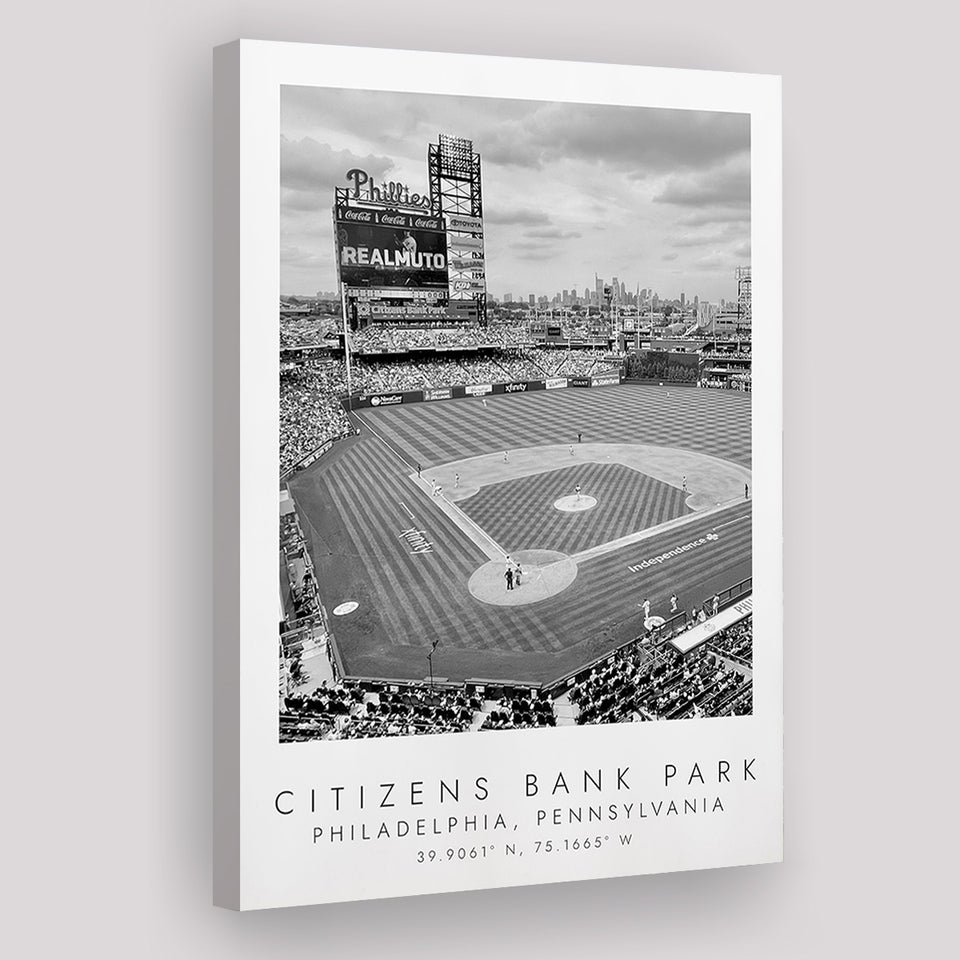 Citizens Bank Park Philadelphia Phillies Baseball Lovers Black And White Art Canvas Prints Wall Art Home Decor