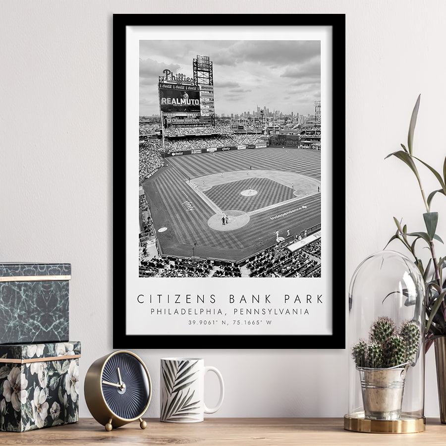 Citizens Bank Park Philadelphia Phillies Baseball Lovers Black And White Art Framed Art Prints Wall Art Decor, Framed Picture