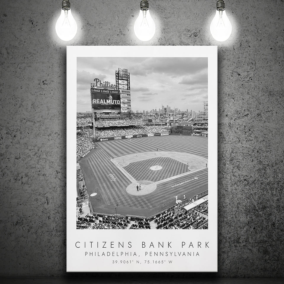Citizens Bank Park Philadelphia Phillies Baseball Lovers Black And White Art Canvas Prints Wall Art Home Decor