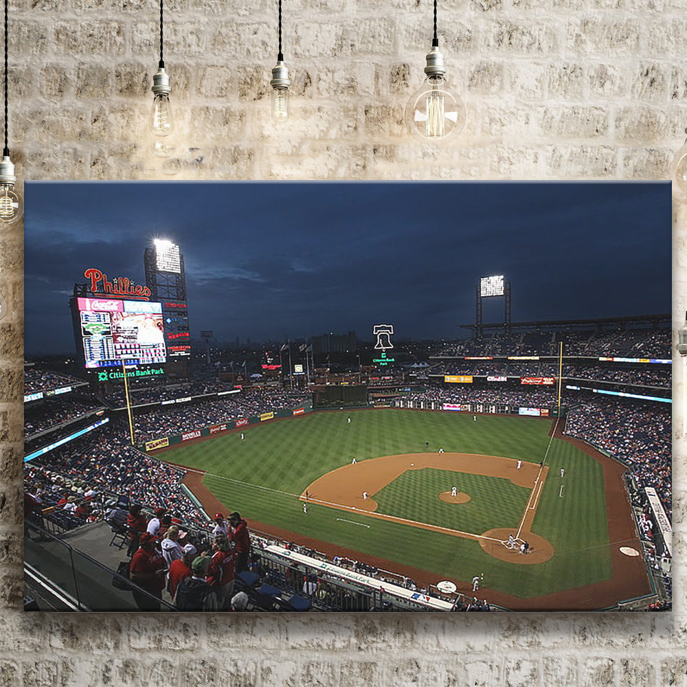 Citizens Bank Park at Night, Stadium Canvas, Sport Art, Gift for