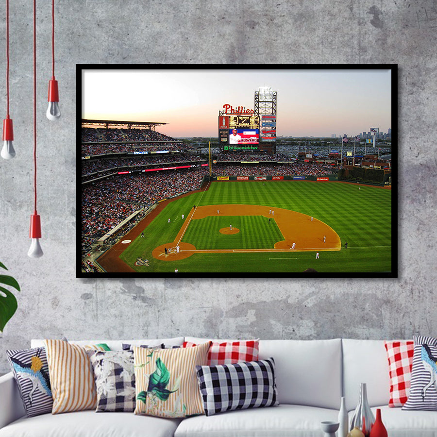 Citizens Bank Park at Night, Stadium Canvas, Sport Art, Gift for