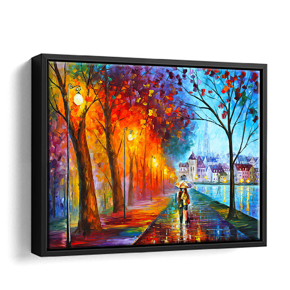 City By The Lake Framed Canvas Wall Art - Framed Prints, Prints for Sale, Canvas Painting
