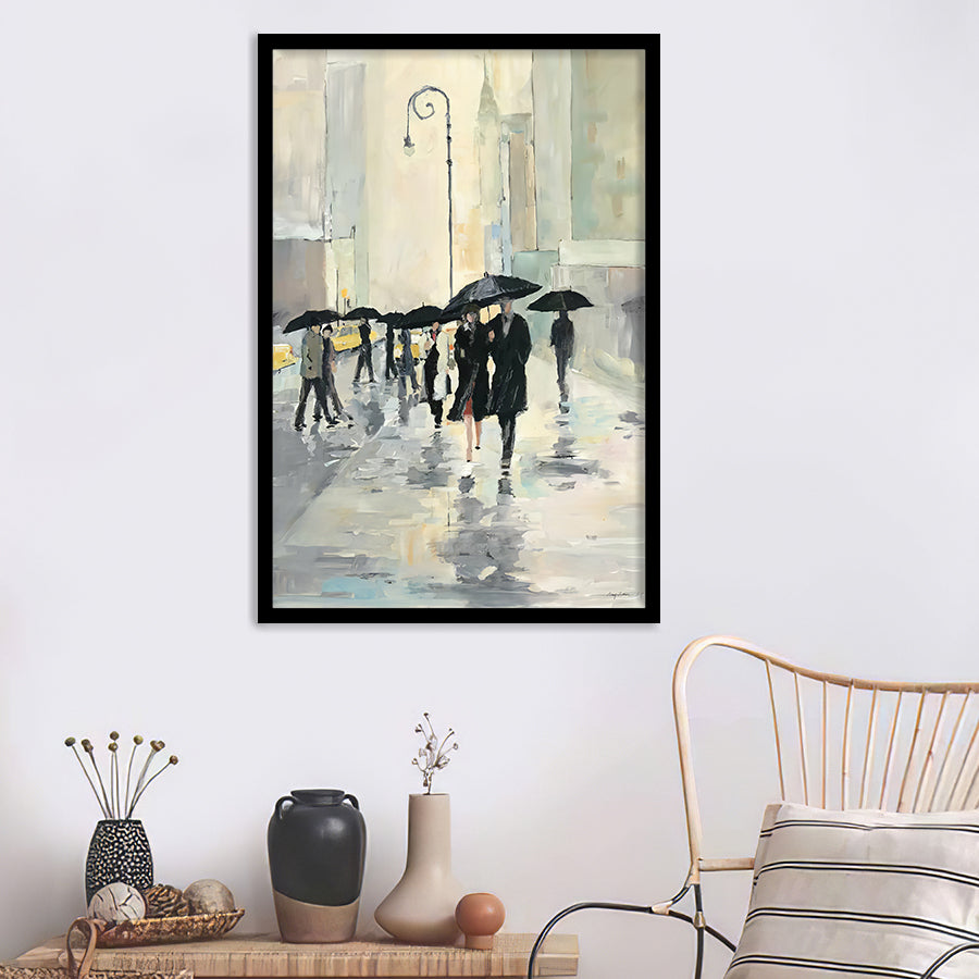 City In The Rain Framed Art Prints - Framed Prints, Prints for Sale, Painting Prints