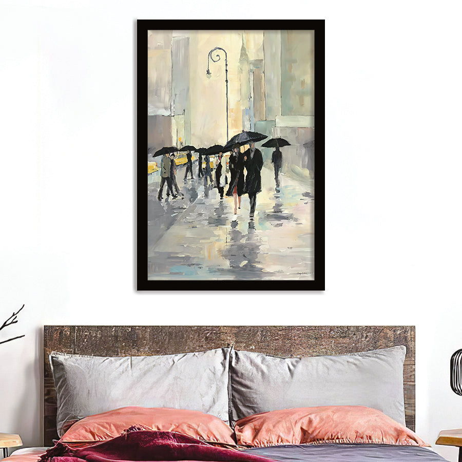 City In The Rain Framed Art Prints - Framed Prints, Prints for Sale, Painting Prints