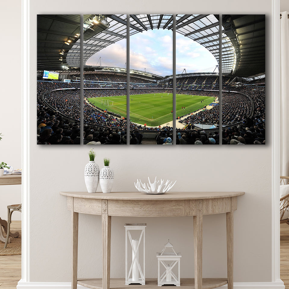 City of Manchester Stadium, Stadium Canvas, Sport Art, Gift for him, Multi Panels B, Canvas Prints Wall Art Decor