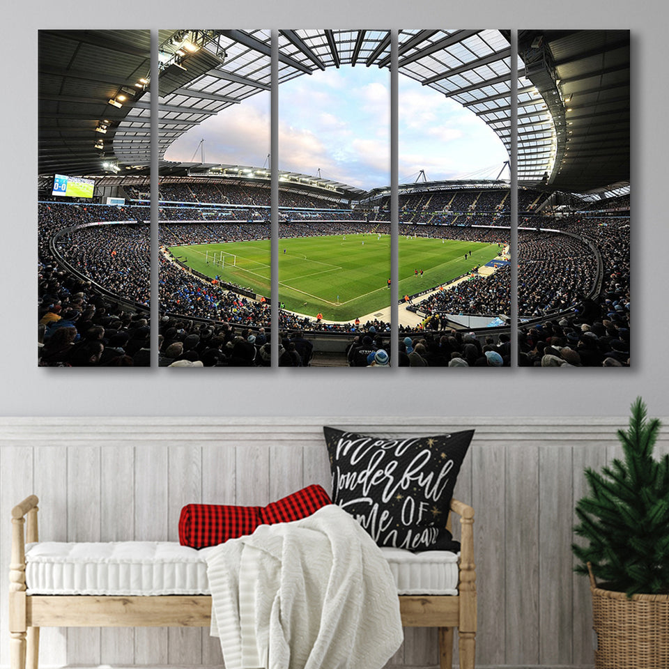 City of Manchester Stadium, Stadium Canvas, Sport Art, Gift for him, Multi Panels B, Canvas Prints Wall Art Decor
