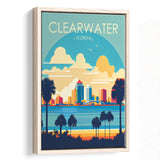 Clearwater Florida Retro Art Print, Large Canvas, Framed Canvas Print Wall Art Home Decor, Floating Frame