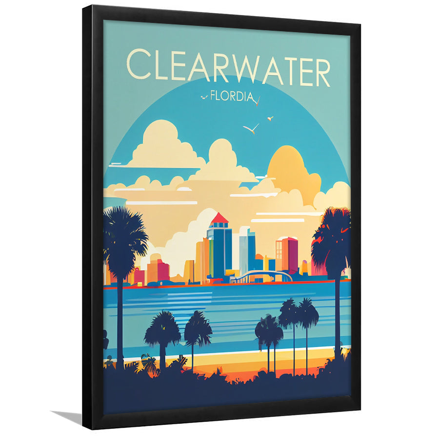 Clearwater Florida Retro Art Print, City Art Print, Framed Art Print Wall Art Home Decor, Framed Picture