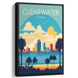 Clearwater Florida Retro Art Print, Large Canvas, Framed Canvas Print Wall Art Home Decor, Floating Frame