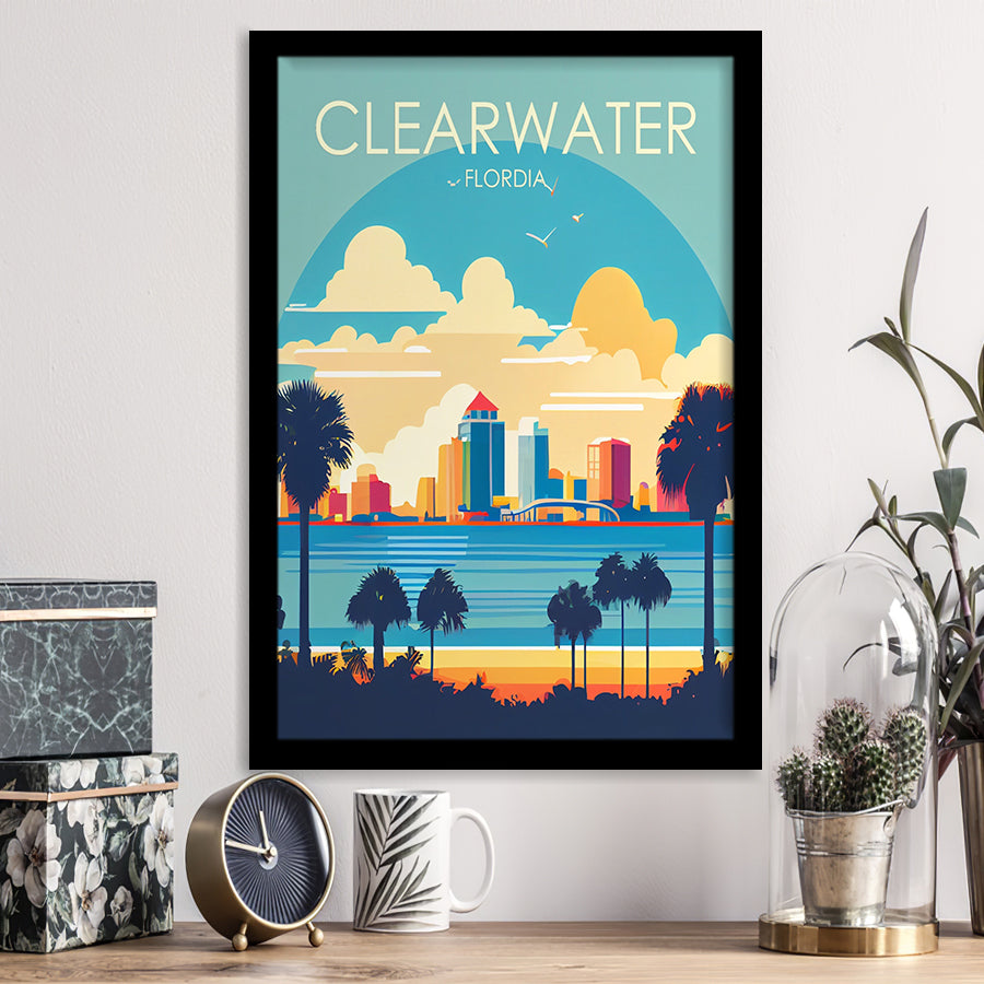 Clearwater Florida Retro Art Print, City Art Print, Framed Art Print Wall Art Home Decor, Framed Picture