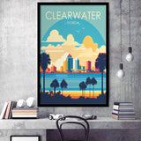 Clearwater Florida Retro Art Print, City Art Print, Framed Art Print Wall Art Home Decor, Framed Picture