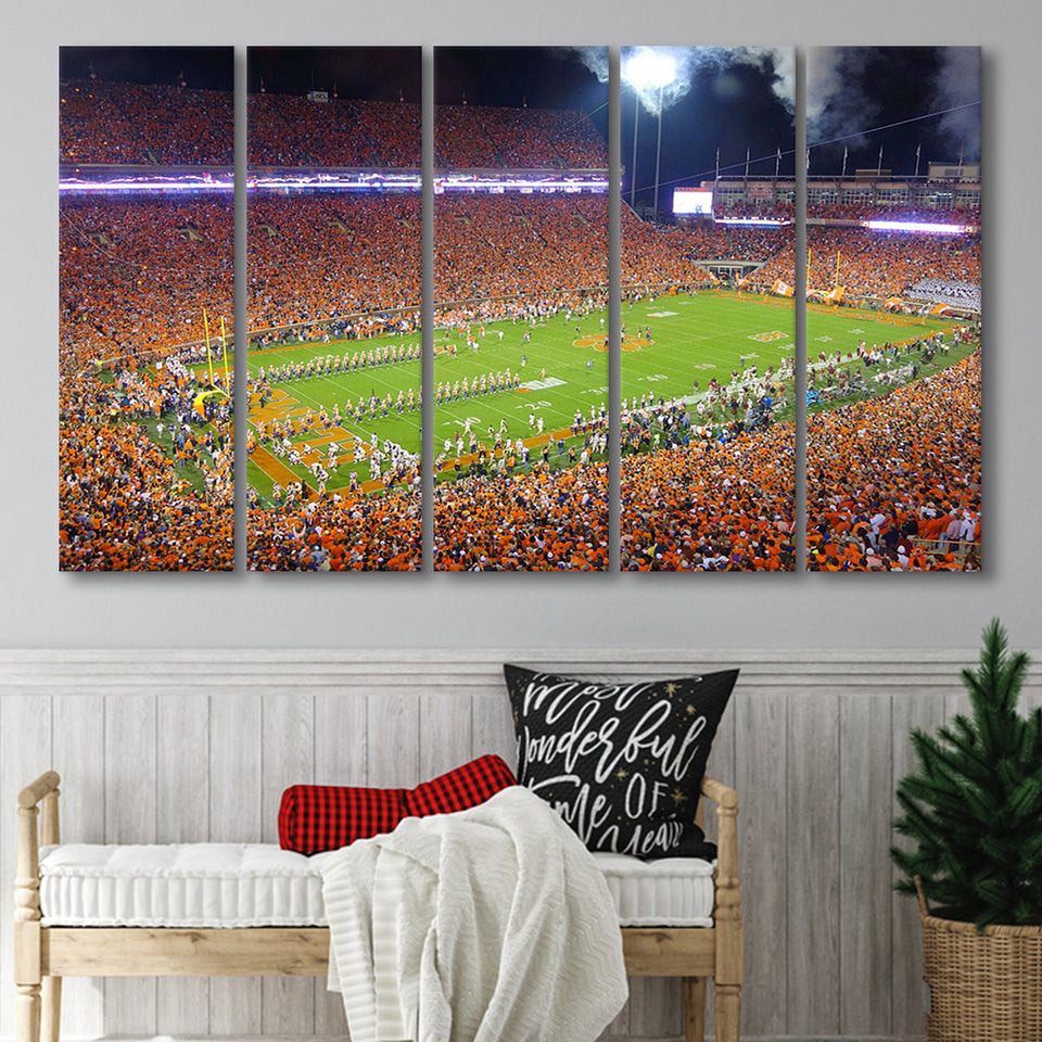 Clemson Tigers Stadium Canvas Prints Clemson Memorial Stadium Wall Art,Multi Panels B,Sport Stadium Art Prints, Fan Gift