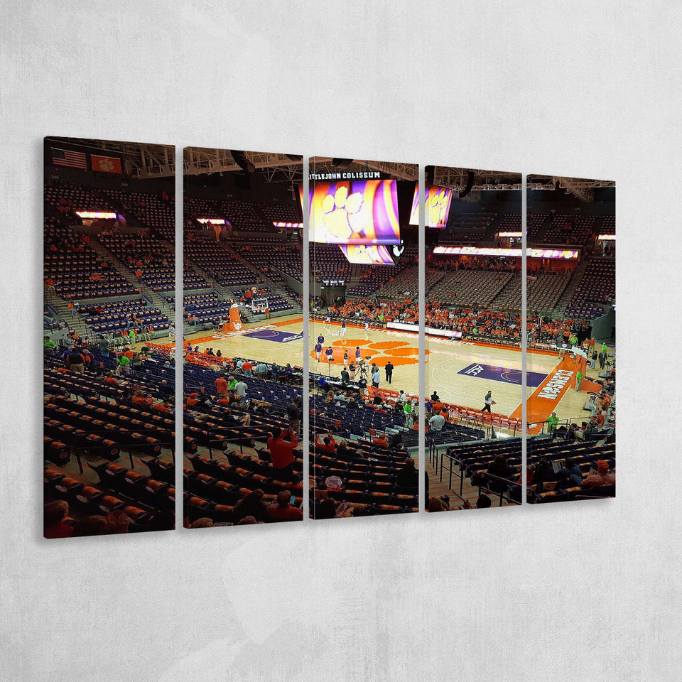 Clemson Tigers Stadium Canvas Prints Littlejohn Coliseum Wall Art Basketball,Multi Panels B,Sport Stadium Art Prints, Fan Gift