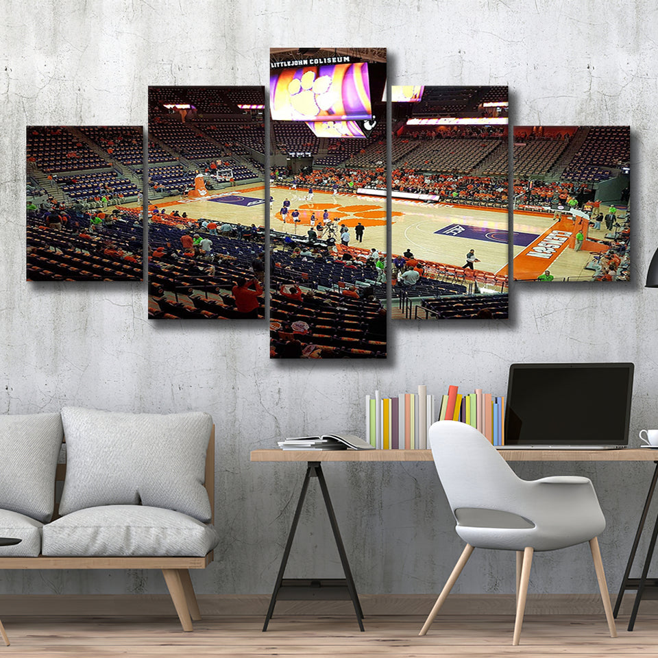 Clemson Tigers Stadium Canvas Prints Littlejohn Coliseum Wall Art Basketball,Multi Panels,Sport Stadium Art Prints, Fan Gift