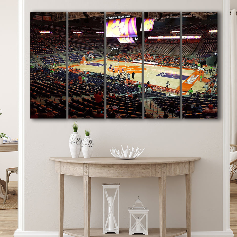 Clemson Tigers Stadium Canvas Prints Littlejohn Coliseum Wall Art Basketball,Multi Panels B,Sport Stadium Art Prints, Fan Gift