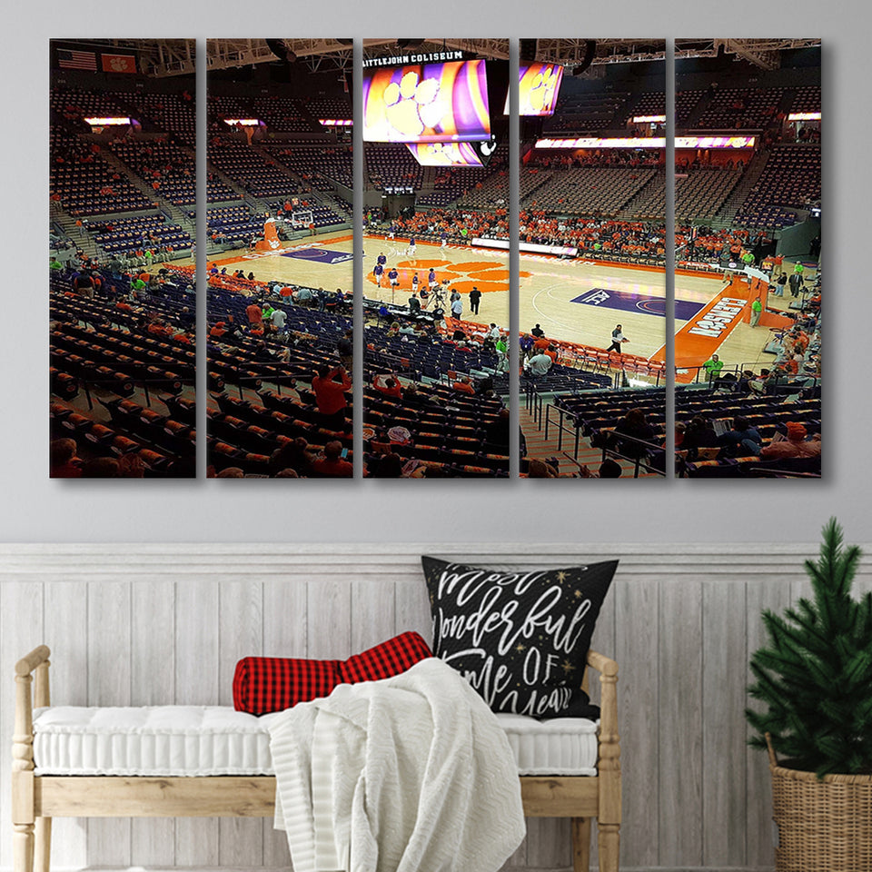 Clemson Tigers Stadium Canvas Prints Littlejohn Coliseum Wall Art Basketball,Multi Panels B,Sport Stadium Art Prints, Fan Gift