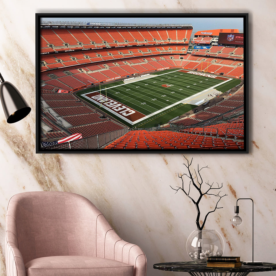 Cleveland Browns Stadium Framed Canvas Prints First Energy Stadium Wall Art V1,Sport Stadium Art Prints, Fan Gift