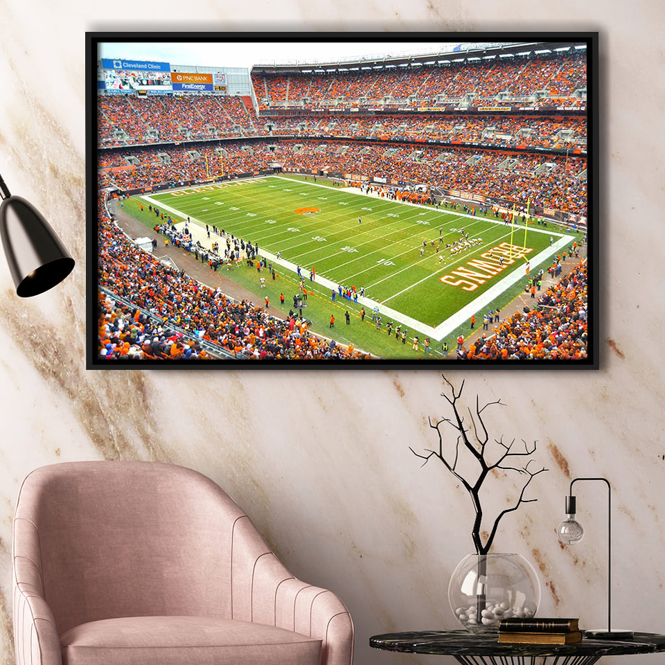 Cleveland Browns Stadium Framed Canvas Prints First Energy Stadium Wall Art,Sport Stadium Art Prints, Fan Gift