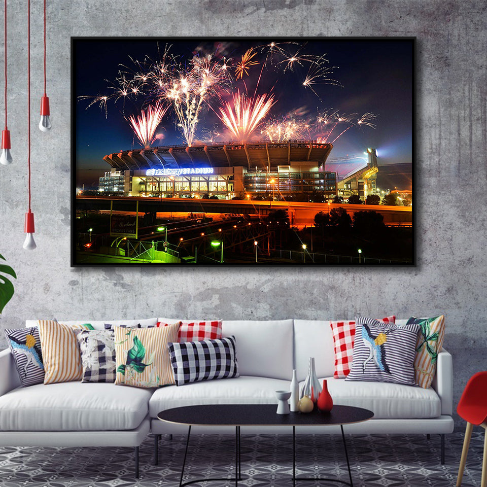 Cleveland Browns Stadium Framed Canvas Prints First Energy Stadium Wall Art,Sport Stadium Art Prints, Fan Gift