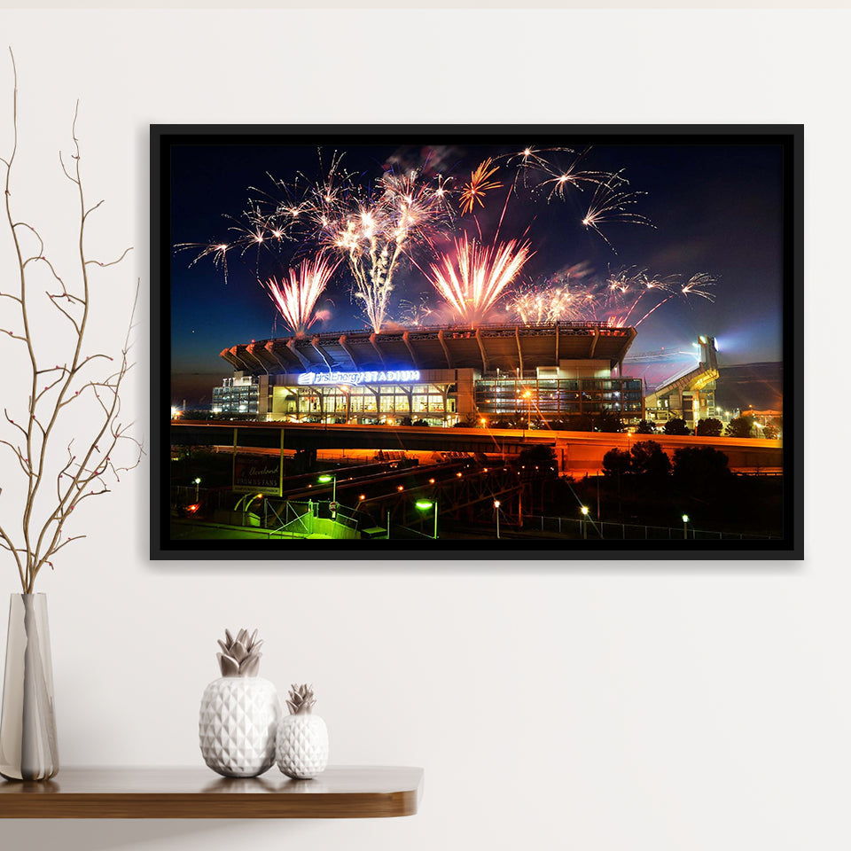 Cleveland Browns Stadium Framed Canvas Prints First Energy Stadium Wall Art,Sport Stadium Art Prints, Fan Gift