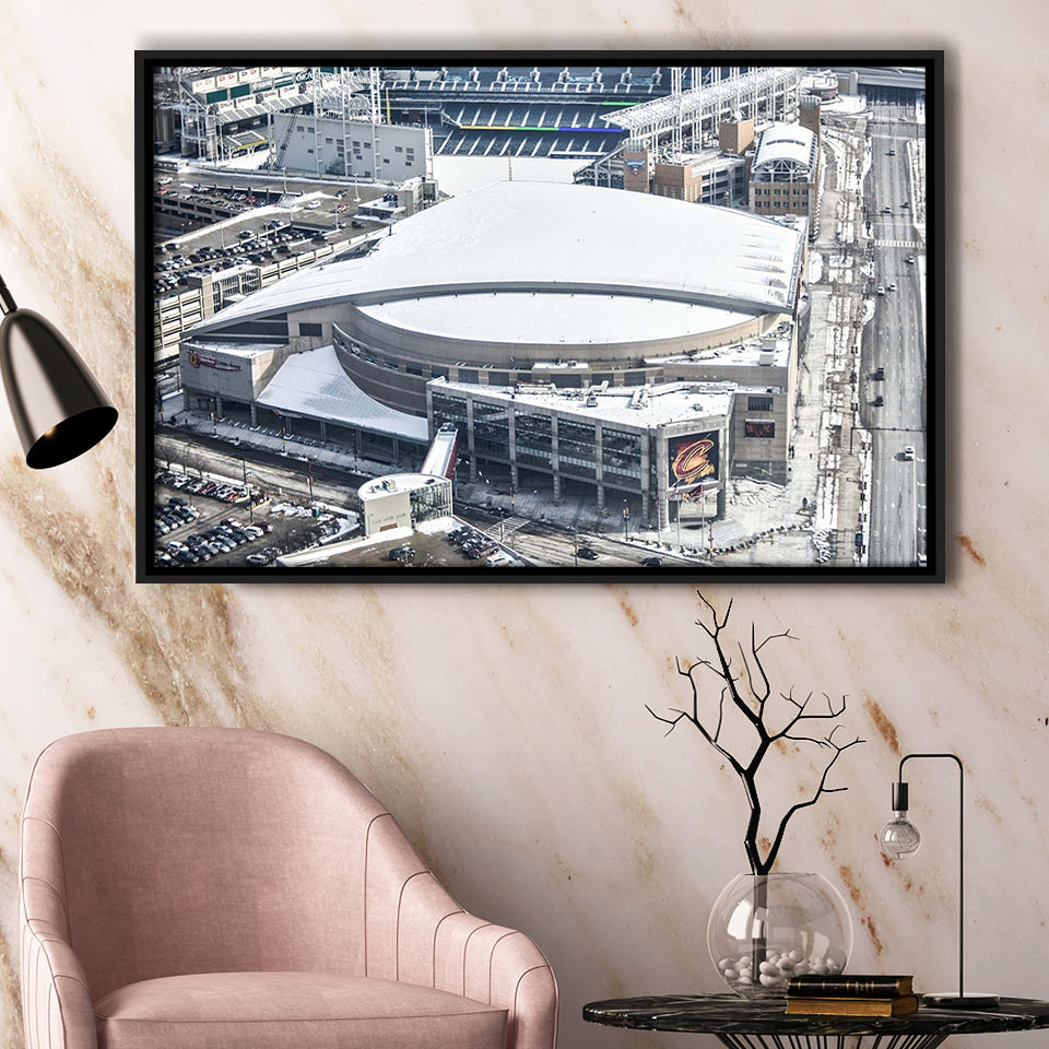 Cleveland Cavaliers Stadium Framed Canvas Prints Rocket Mortgage FieldHouse Wall Art100,Sport Stadium Art Prints, Fan Gift