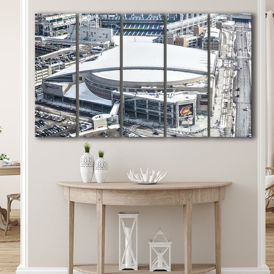 Cleveland Cavaliers Stadium Canvas Prints Rocket Mortgage FieldHouse Wall Art100,Multi Panels B,Sport Stadium Art Prints, Fan Gift