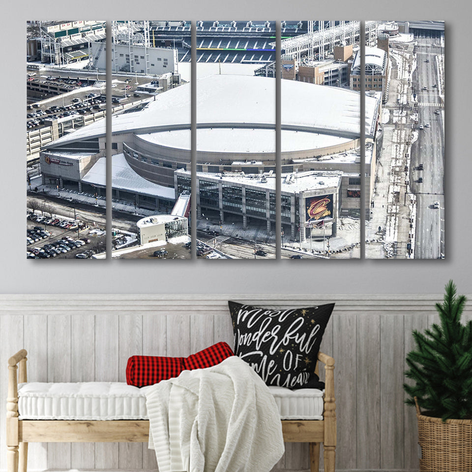 Cleveland Cavaliers Stadium Canvas Prints Rocket Mortgage FieldHouse Wall Art100,Multi Panels B,Sport Stadium Art Prints, Fan Gift